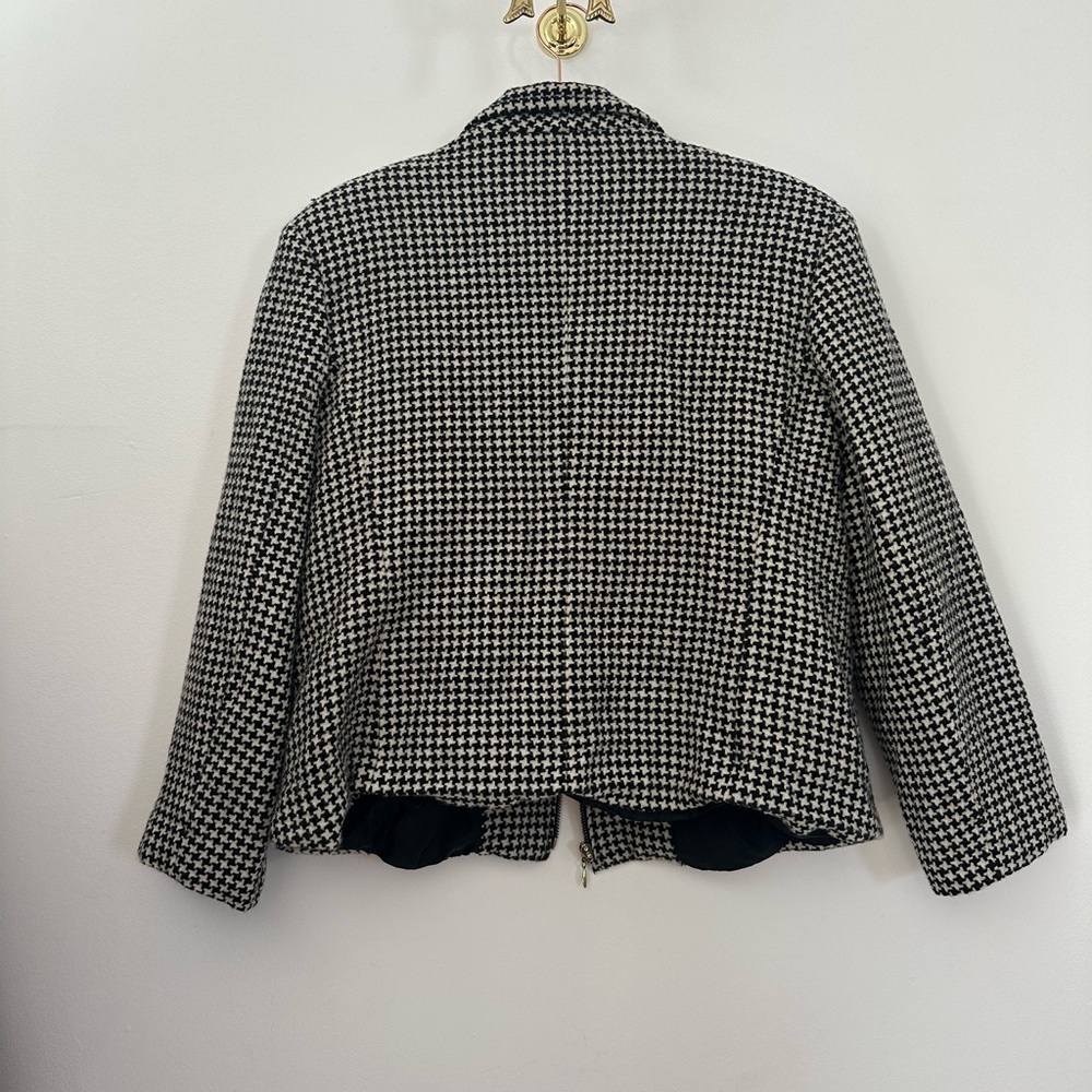 Vintage Black & White Houndstooth Zip-Front Women's Jacket - Picture 7 of 7